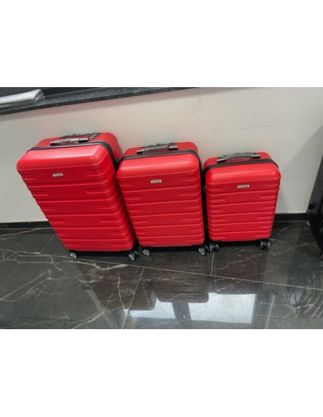 Juego de 3 maletas rígidas con ruedas en rojo Discovery MAX