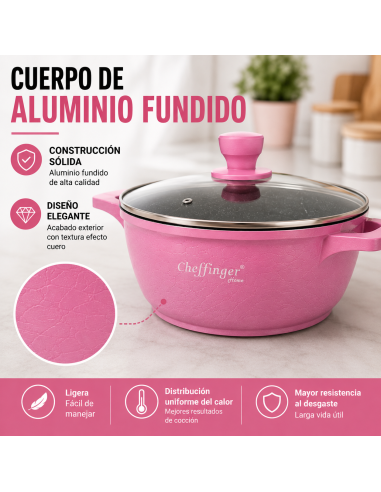 Batería de Cocina Cheffinger 6 Piezas Rosa 20/24/28 cm