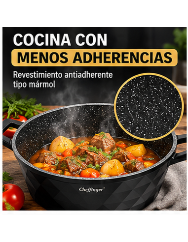 Juego de 3 Ollas Cheffinger DIAC03 Negro 6 Piezas | Rematexprime