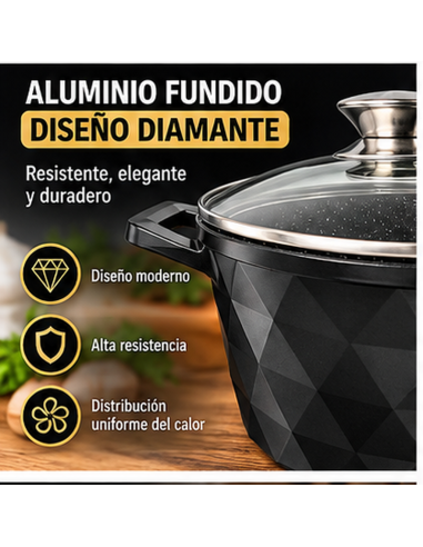 Juego de 3 Ollas Cheffinger DIAC03 Negro 6 Piezas | Rematexprime