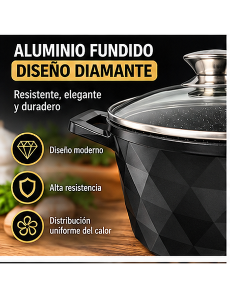 Juego de 3 Ollas Cheffinger DIAC03 Negro 6 Piezas | Rematexprime