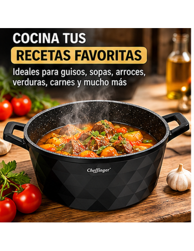 Juego de 3 Ollas Cheffinger DIAC03 Negro 6 Piezas | Rematexprime