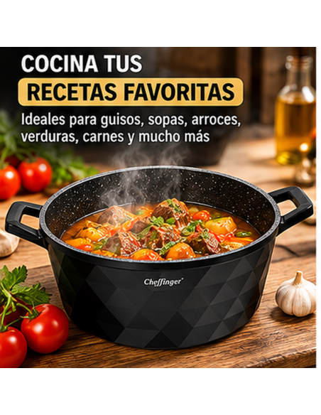 Juego de 3 Ollas Cheffinger DIAC03 Negro 6 Piezas | Rematexprime