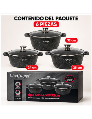 Cacerolas Cheffinger DCS03 24/28/32 cm | Rematexprime
