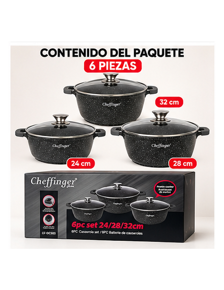 Cacerolas Cheffinger DCS03 24/28/32 cm | Rematexprime