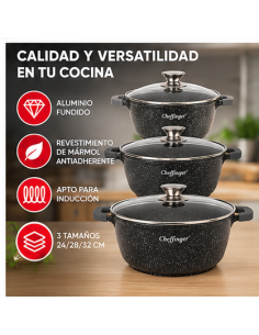 Cacerolas Cheffinger DCS03 24/28/32 cm | Rematexprime 2