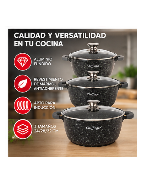 Cacerolas Cheffinger DCS03 24/28/32 cm | Rematexprime
