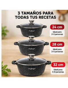 Cacerolas Cheffinger DCS03 24/28/32 cm | Rematexprime