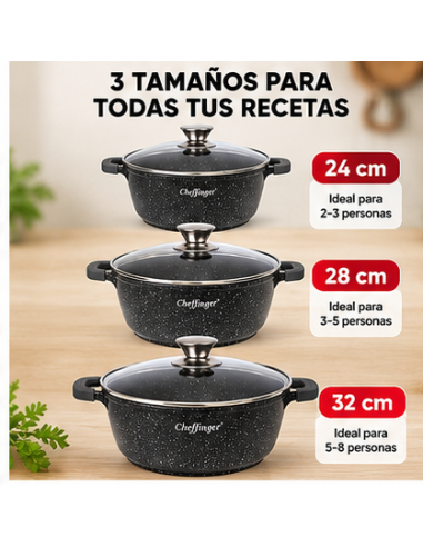 Cacerolas Cheffinger DCS03 24/28/32 cm | Rematexprime