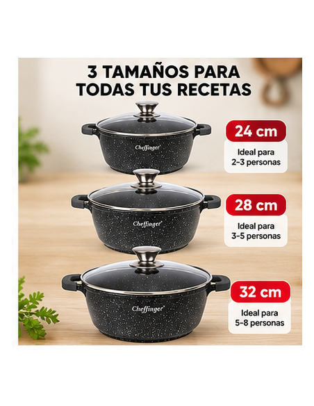 Cacerolas Cheffinger DCS03 24/28/32 cm | Rematexprime