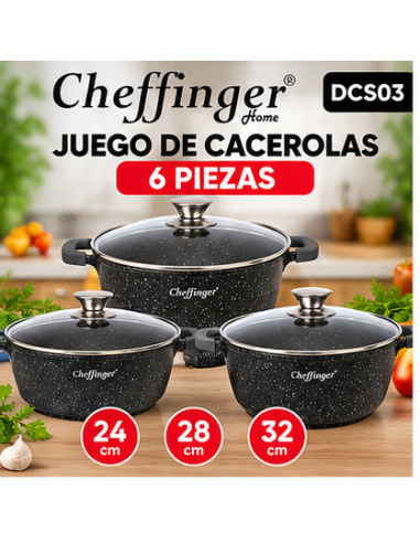 Cacerolas Cheffinger DCS03 24/28/32 cm | Rematexprime