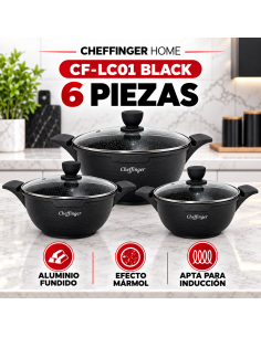 Cheffinger CF-LC01 Black 6 Piezas | Rematexprime