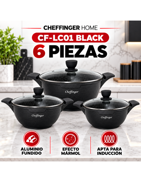 Cheffinger CF-LC01 Black 6 Piezas | Rematexprime