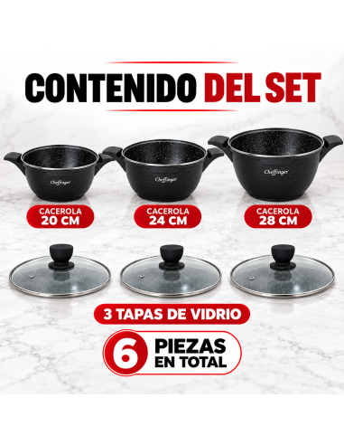 Cheffinger CF-LC01 Black 6 Piezas | Rematexprime