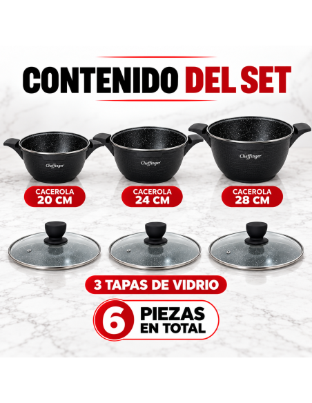 Cheffinger CF-LC01 Black 6 Piezas | Rematexprime
