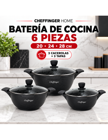 Cheffinger CF-LC01 Black 6 Piezas | Rematexprime