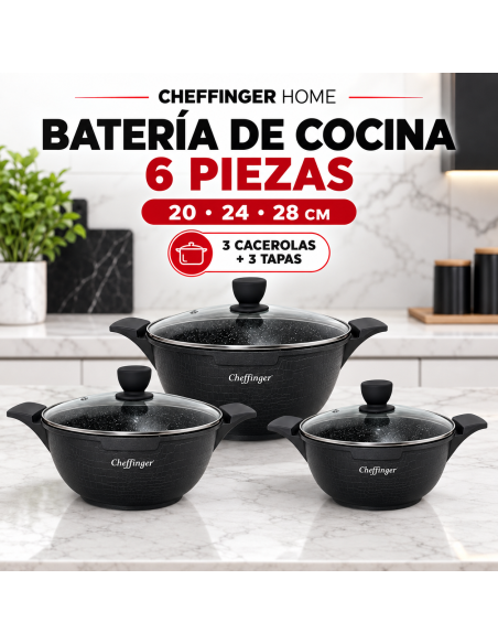 Cheffinger CF-LC01 Black 6 Piezas | Rematexprime