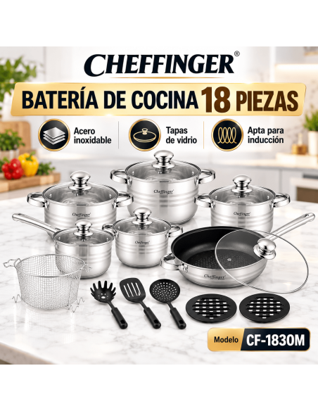 Cheffinger CF-1830M | Batería de Cocina 18 Piezas