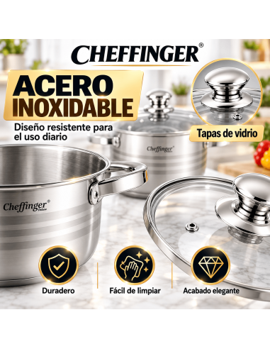Cheffinger CF-1830M | Batería de Cocina 18 Piezas