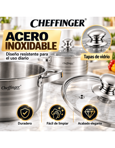 Cheffinger CF-1830M | Batería de Cocina 18 Piezas