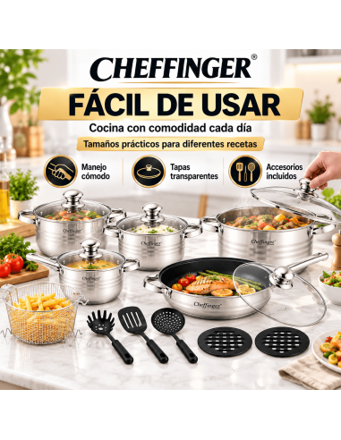 Cheffinger CF-1830M | Batería de Cocina 18 Piezas