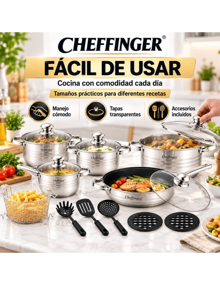 Cheffinger CF-1830M | Batería de Cocina 18 Piezas