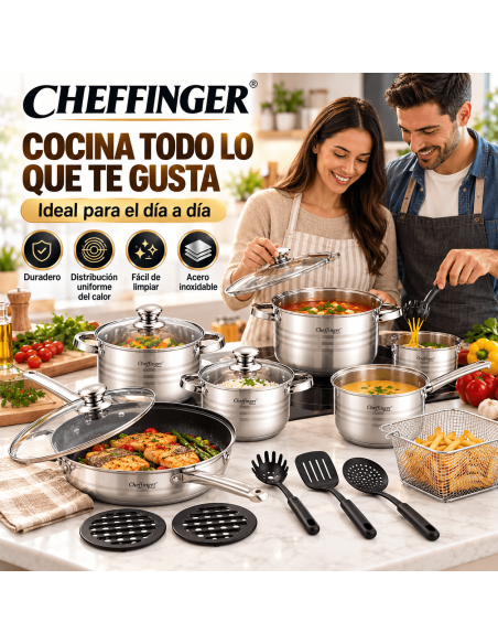 Cheffinger CF-1830M | Batería de Cocina 18 Piezas