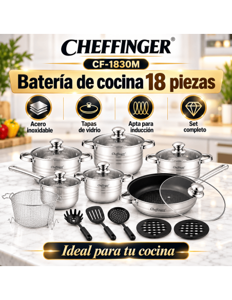 Cheffinger CF-1830M | Batería de Cocina 18 Piezas