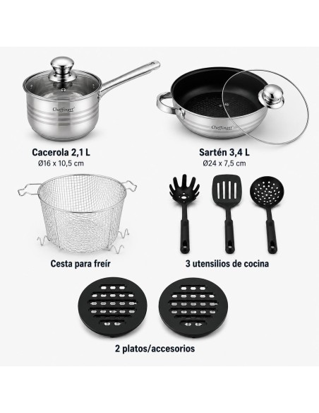Cheffinger CF-1830M | Batería de Cocina 18 Piezas