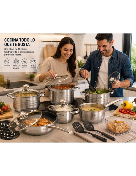 Cheffinger CF-1830M | Batería de Cocina 18 Piezas