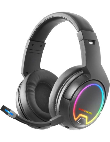 Mars Gaming MHW-100 Negro, Auriculares Inalámbricos ARGB Flow, Micrófono ENC Extraíble