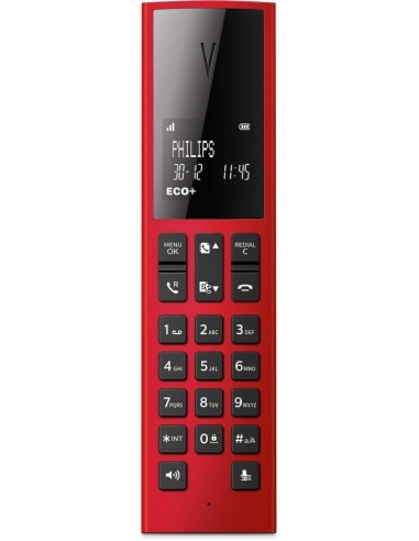 Philips Linea V M3501R - Teléfono inalámbrico diseño con Manos Libres, Bloqueo de Llamadas, Sonido Puro y Claro, Rojo