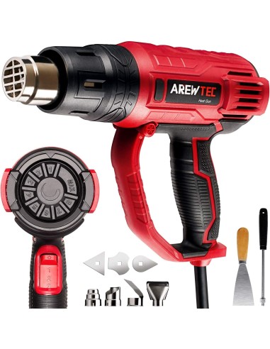 AREWTEC Pistola de aire caliente 2000W Pistola de calor eléctrica profesional Temperatura ajustable 60 ℃ ~ 600 ℃