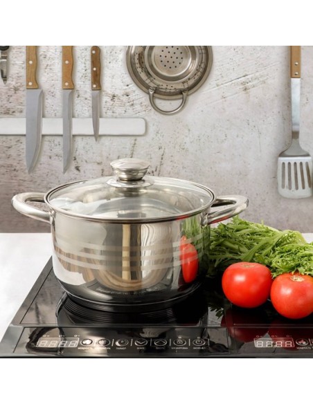 Batería de cocina Cheffinger - 12 piezas - Plata - Acero inoxidable - Sartenes - Inducción